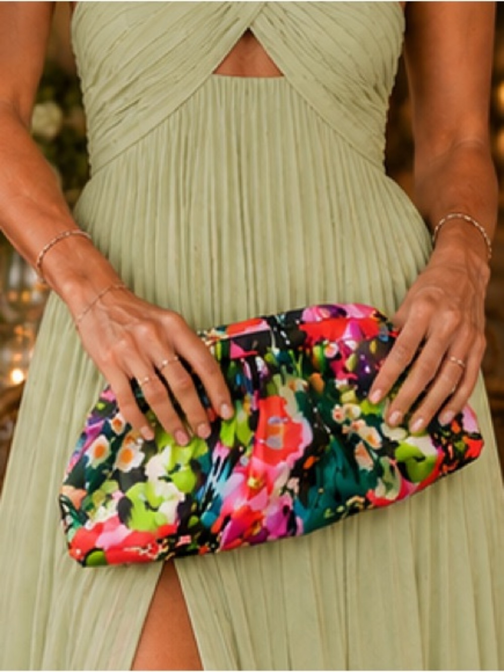 NWT Marc Cain Floral Satin Evening Clutch Wedding Guest Summer Garden event